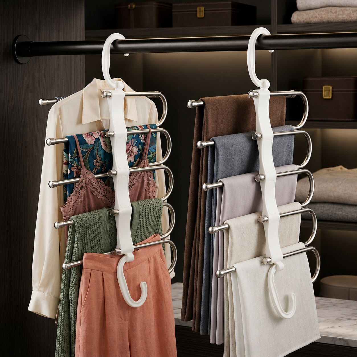 Almirah Space Saver Hanger – 5 Layer Foldable Organizer (Pack of 2)