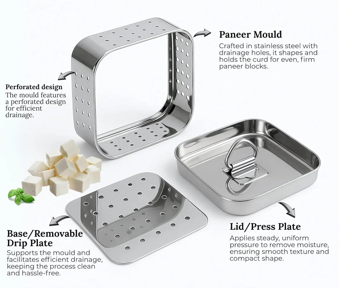 Premium Stainless Steel Paneer Maker Mould